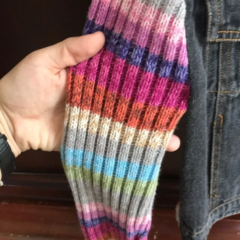 Jean jacket with sweater sleeves